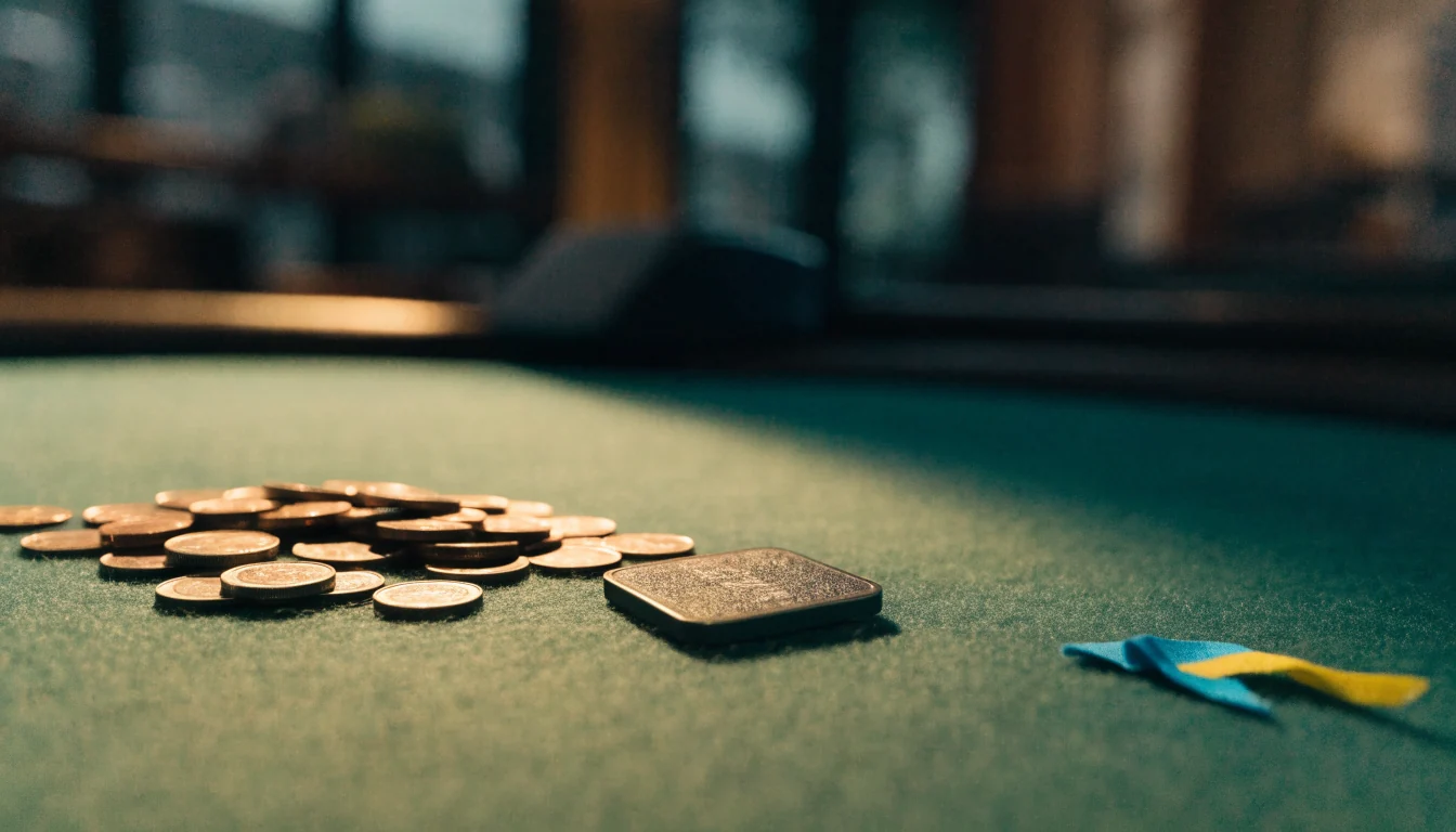 Euro-mynt och casinomarker på grönt bord med svensk flagga