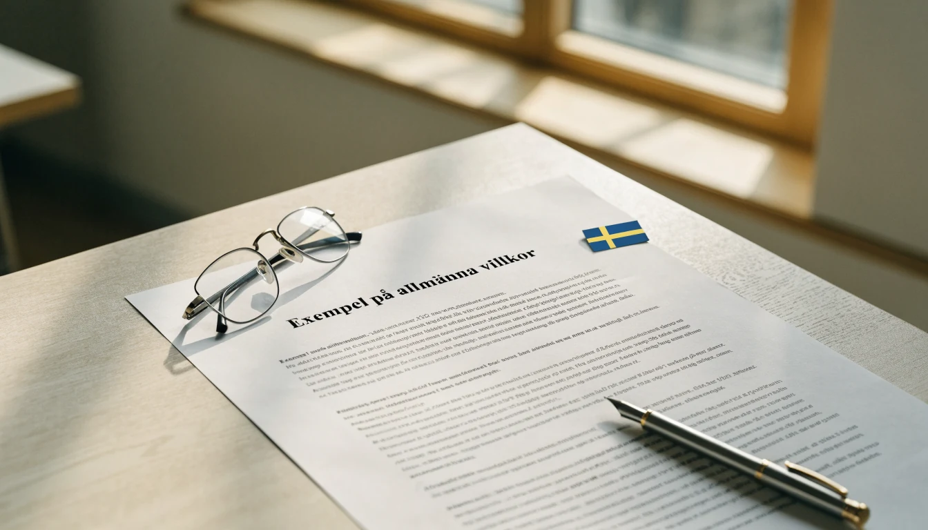 Juridisk ansvarsfriskrivning på skrivbord med glasögon och penna