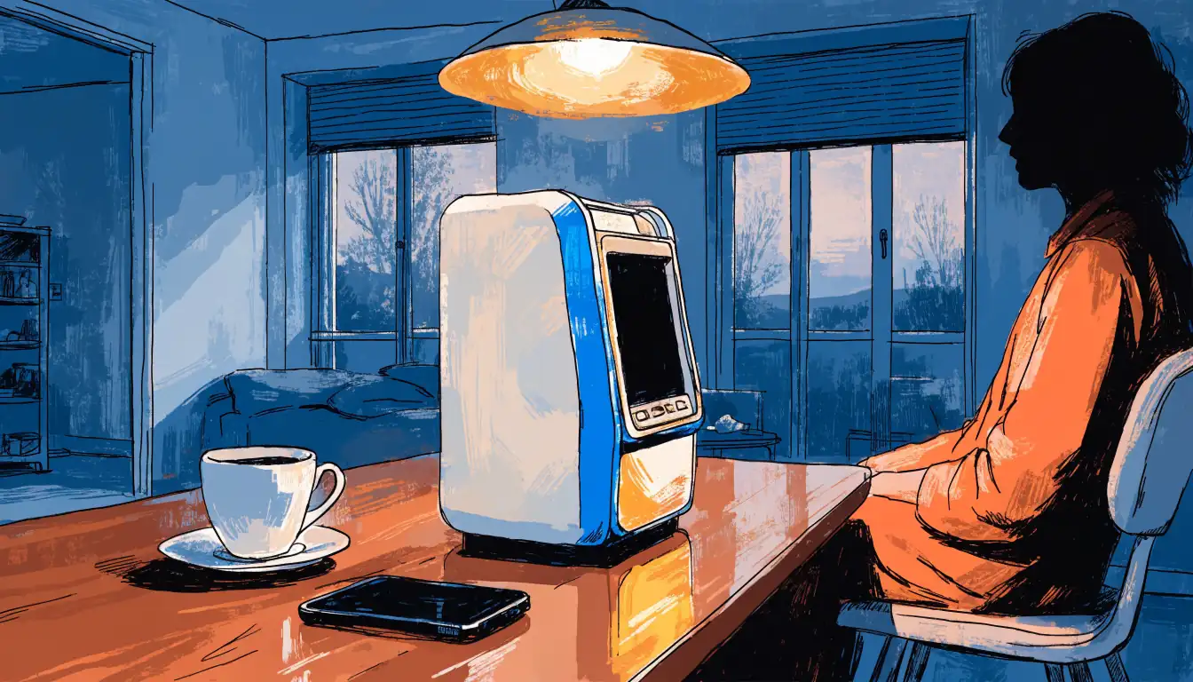 Modernt spelautomat i en mysig svensk lägenhet med varm belysning