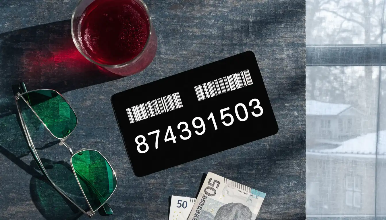 Neosurf-kupong med svenska kronor på ett mörkt bord